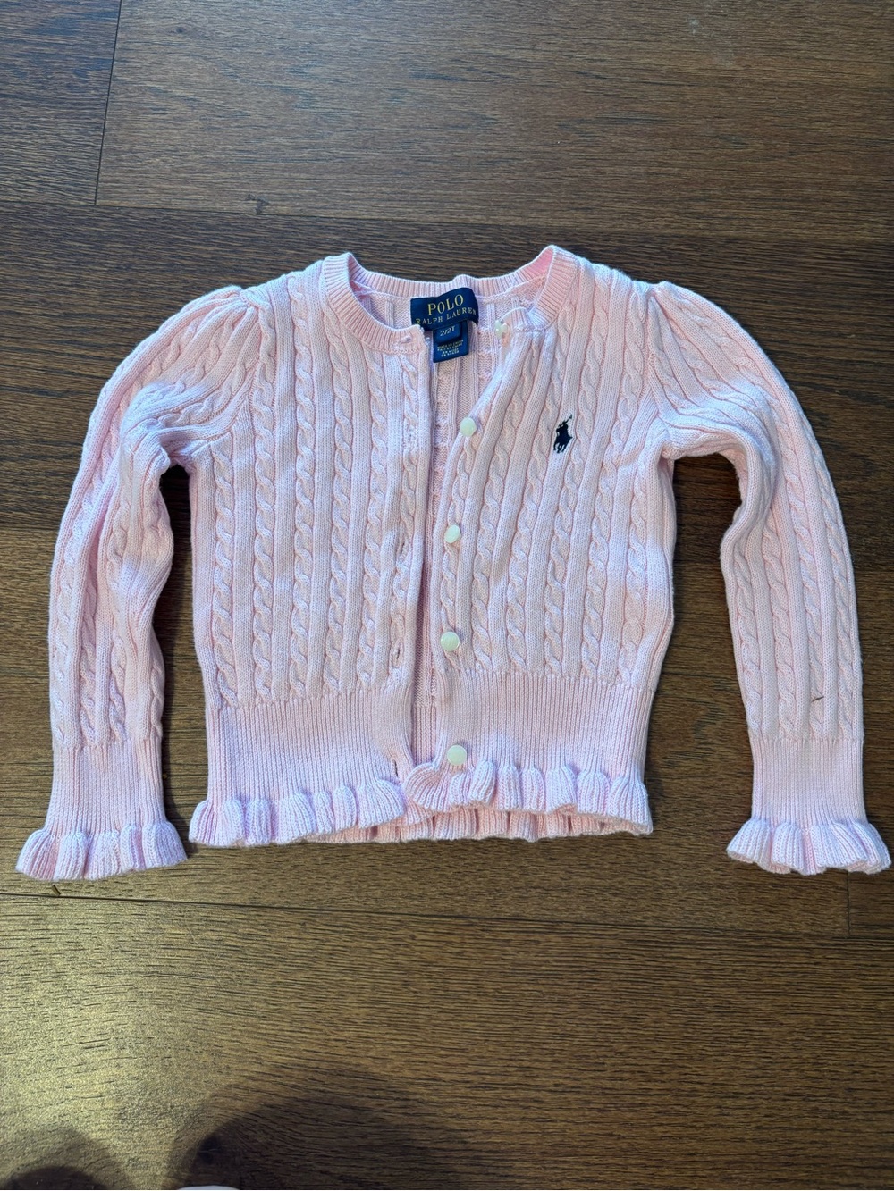 Polo by Ralph Lauren Light Pink Cable-Knit Cardigan